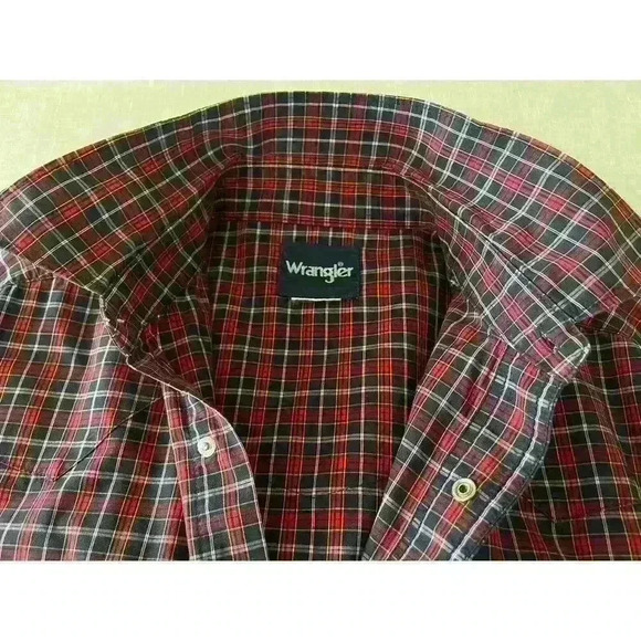 Wrangler Mens Sz M Plaid Snap Shirt Navy Cotton Country Western Ranch Farm - Picture 5 of 14